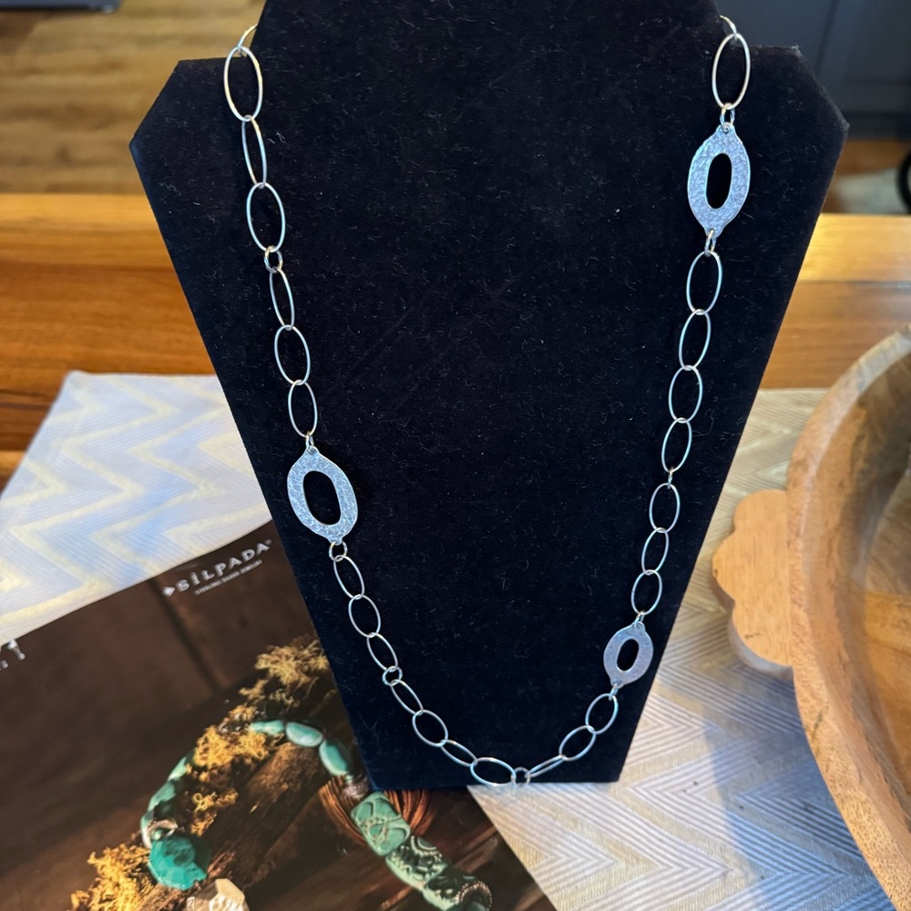 Silpada Oxidized brushed Sterling silver link necklace Lobster clasp